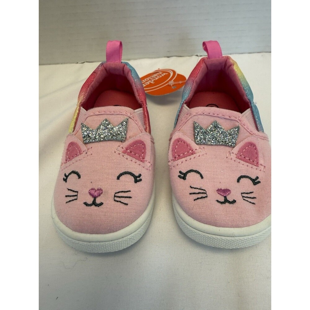 Wonder Nation Infant  & Toddler Girl’s 3D Cat Critter Slip-on Shoe, Size 3 New